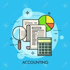 Paper Document Magnifying Glass Calculator And Pie Chart Accounting