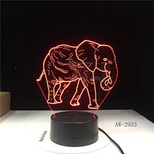 Cute 3d Illusion Elephant Lamp Led Night Lights With 7 Colors Lamp As The 3d Lamp