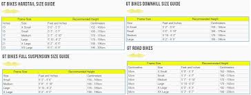 Gt Mountain Bike Frame Size Guide Framejdi Org