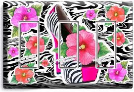 hot pink zebra high heel shoes flowers
