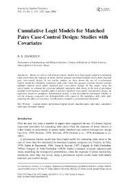 Pdf Cumulative Logit Models For Matched Pairs Case Control