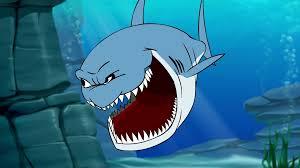 funny angry shark underwater stock