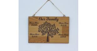 Wooden Family Tree Engraved And