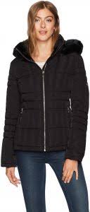 Calvin Klein Womens Down Jacket With Faux Fur Trimmed Hood