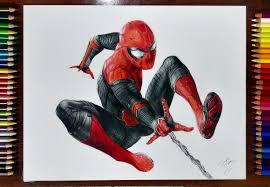 Spider man drawing pencil sketch colorful realistic art images. Spiderman Drawing Far From Home Easy