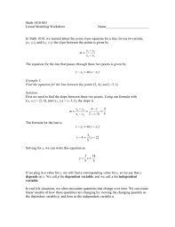 Math 1030 003 Linear Modeling Worksheet