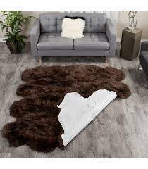 8 pelt espresso brown sheepskin fur rug