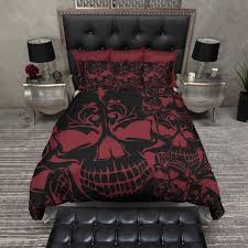 Red And Black Collage Skull Bedding