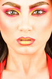 pretty woman wear colorful makeup