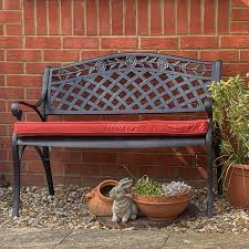 Rose Metal Garden Bench Seat Set In