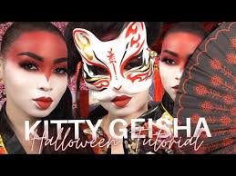 kitty geisha halloween makeup tutorial