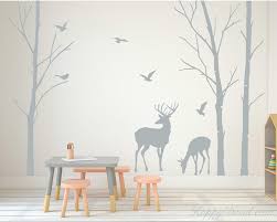 Birch Tree And Deer Wall Decals Tree