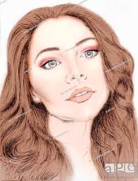sketch of beautiful young face