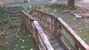 Wood Pallet Bridge Over A Pond Or Small