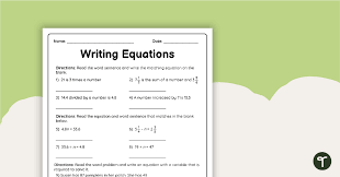 Writing Equations Worksheet Teach