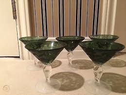 5 michael weems martini glasses signed