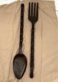 Giant Hand Carved Wooden Fork Spoon