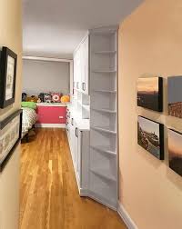 Spare Bedroom Wall Unit With Corner Shelves