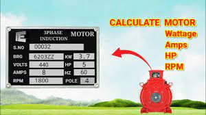 calculation of motor rpm hp wate