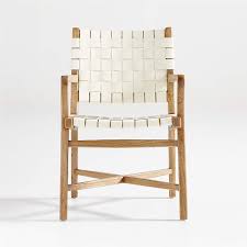 Taj White Woven Leather Dining Chair