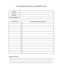 Work Assignment Sheet Template Daily Homework Checklist Shee