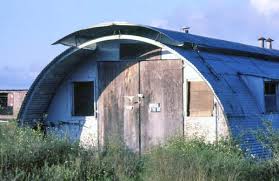 close up view of abandoned quonset hut
