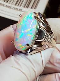 9ct natural white opal ring real