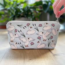 cotton bird makeup and cosmetic bag by
