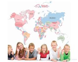 Large World Map Posters For Kids Wall