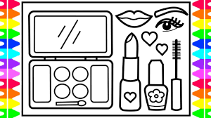 how to draw a makeup set step by