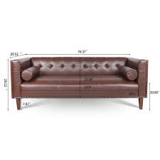 Faux Leather Straight Tuxedo Sofa