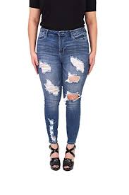 Cello Jeans Women Plus Size Middle Rise Distressed Ankle