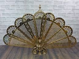 Vintage Brass Fireplace Folding Peacock