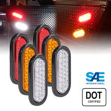 2 Red 2 Amber 2 White 6 Oval 24 Led Trailer Tail Light Kit Dot Certified Grommets Plugs Included Ip67 Waterproof Stop Brake Turn Reverse Back Up Trailer Lights