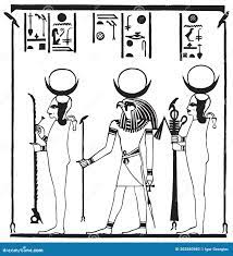 Representations of Khons Khonsu. Set of Egyptian Labels and Elements.  Vector Set Illustration Template Tattoo. Stock Vector - Illustration of  head, goddess: 202580982