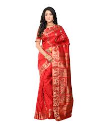 Red handwoven baluchari silk saree – GoCoop