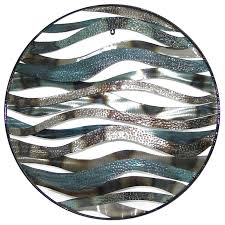 30x30 Round Wave Metal Wall Decor At Home