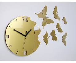 Wall Clock Erfly Gold Metalic Large