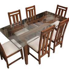 six seater glass top dining table