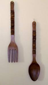 Large Wood Fork Spoon Tiki Wall Decor