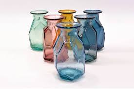 recycled glass vase 16cm faceted