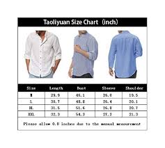 Taoliyuan Mens Linen Cotton Banded Collar Long Sleeve Button