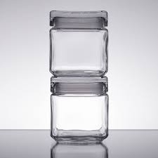 1 Qt Clear Stackable Square Glass Jar