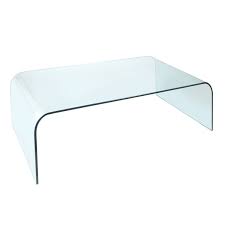 A curved glass coffee table formed from a single sheet of luxuriously thick curved glass. Greenapple Glass Coffee Table Arc Modern Glass Coffee Tables