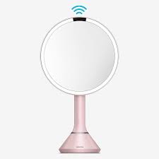 Amazon Com Simplehuman Pink Stainless Steel 8 Round Sensor Makeup Mirror With Touch Control Brightness 5x Magnification Rechargeable And Cordless Furniture Decor