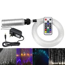 Huaxi 6w Rgb Fiber Optic Sensory Lights Kit For Sensory Ten Waterfall Curtain Light With Flash Point Fiber Optical Cables 200 Strands 0 03in 0 75mm