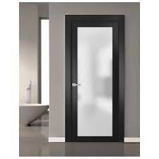 Modern Solid French Door Frosted Glass 32 X 96 Inches With Handle