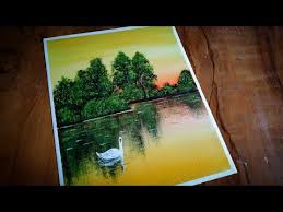Calm Lake Sunset Landscape Painting