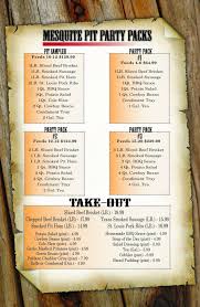 menu at mesquite pit bbq weatherford