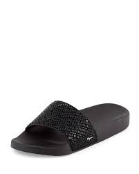 Salvatore Ferragamo Crystal Slide Sandal Black Women Shoes